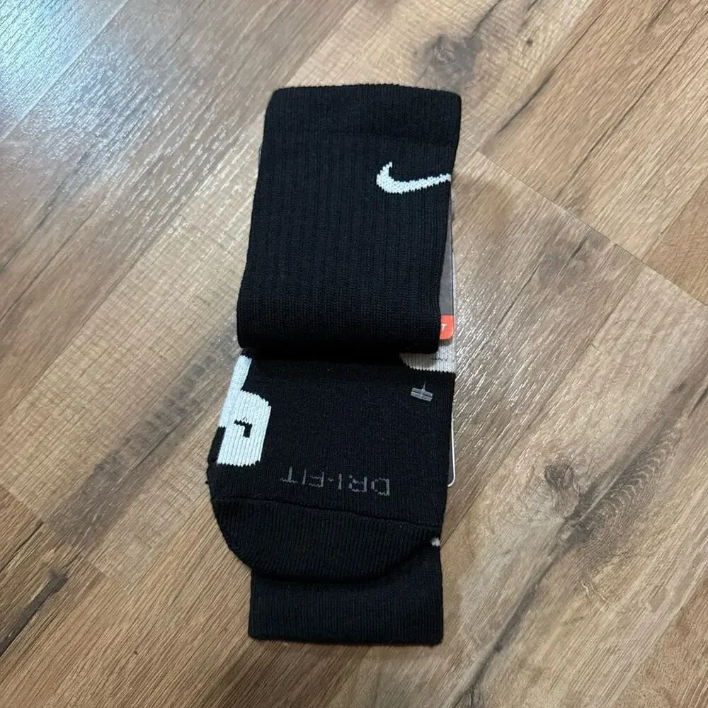 2012 Nike Elite Cushioned Basketball Dri-Fit Black White Vintage Crew Socks